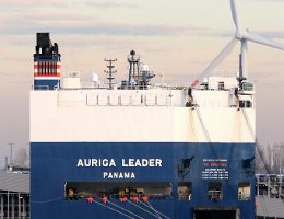 AURIGA LEADER - 200m [IMO:9402718] Autotransporter (Vehicles Carrier) Aufnahme: 2019-12-30 Baujahr: 2008 | DWT: 18686t | Breite: 32m | Ladekapazität: 6341 CEU