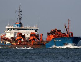 ARCO DIJK - 113m [IMO:9034092] Baggerschiff (Dredger) Neuaufnahme: 2018-10-19 (2017-05-10) Baujahr: 1992 | DWT: 9823t | Breite: 20m | Tiefgang: 7,7m Baggerkapazität: 8200 m³