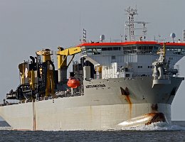 BARTOLOMEU DIAS - 148m [IMO:9618991] Baggerschiff (Dredger) Aufnahme: 2014-08-03 Baujahr: 2013 | DWT: 26595t | Breite: 30m | Tiefgang: 10m Baggerkapazität: 14000 m³ | max....