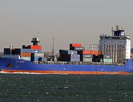 A LA MARINE - 170m [IMO:9386524] Feederschiff Aufnahme: 2016-11-25 Baujahr: 2009 | DWT: 20069t | Breite: 25m | Tiefgang: 9,50m | Ladekapazität: 1500 TEU Maschinenleistung: 12805...