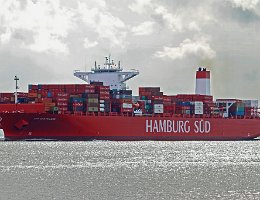 CAP SAN MALEAS - 333m [IMO:9633941] Containerschiff (Container ship) Aufnahme: 2014-08-05 Baujahr: 2014 | DWT: 124500t | Breite: 48m | Tiefgang: 14,0m | Ladekapazität: 10500 TEU...