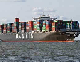 HANJIN EUROPE - 366m (ex) [IMO:9502908] Containerschiff (Container ship) Neuer Name: MSC TOPAZ Aufnahme: 2014-08-05 Baujahr: 2012 | DWT: 140973t | Länge: 366m | Breite: 48m | Tiefgang:...