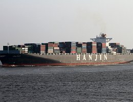 HANJIN ITALY - 349m (ex) [IMO:9484936] Containerschiff (Container ship) Neuer Name: EXPRESS ROME Aufnahme: 2015-12-30 Baujahr: 2011 | DWT: 121960t | Breite: 46m| Tiefgang: 13,0m |...