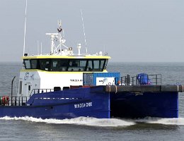 WINDEA ONE - 26m (ex) [IMO:9707376] Crew Boat Aufnahme: 2014-08-03 Neuer Name: SCF VOLKHOV Baujahr: 2013 | DWT: 25t | Breite: 10,0m | Tiefgang: 2,90m