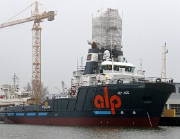 ALP ACE - 59m [IMO:9344966] Offshoreschlepper (Tug) Aufnahme: 2020-01-02 Baujahr: 2006 | Bollard pull: 192t | Breite: 15m | Tiefgang: 6,60m Maschinenleistung: 14000 KW |...